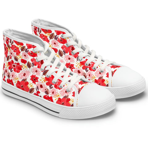 FLORAL RED FIELD - Women's High Top Sneakers
