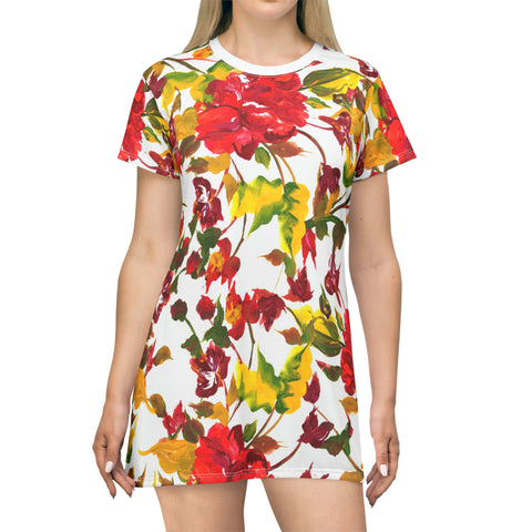 FLORAL VINTAGE WATERCOLOR - T-Shirt Dress