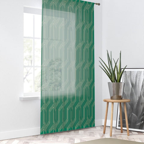 ART DECO GREEN - SHEER Window Curtain