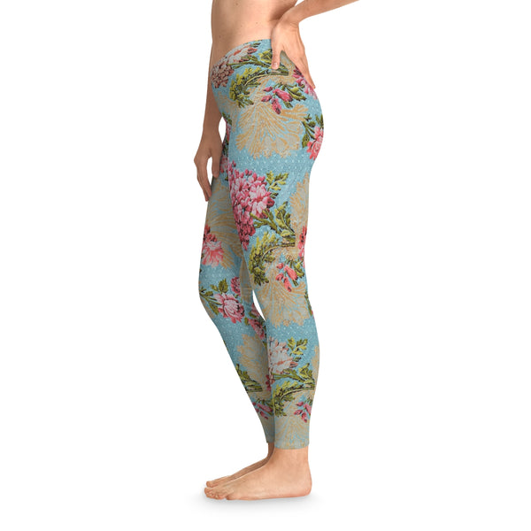 CHINTZY FLOWERS & PALE BLUE - Stretchy Leggings