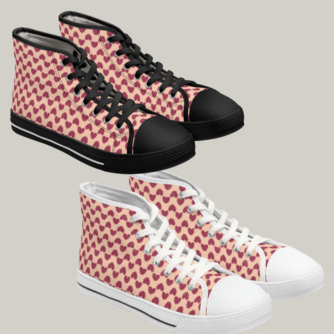 HEART 2 HEART - Women's High Top Sneakers Black and White Soles
