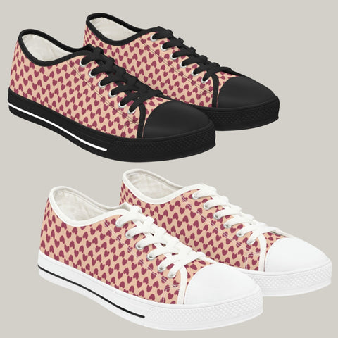 HEART 2 HEART - Women's Low Top Sneakers Black and White Soles