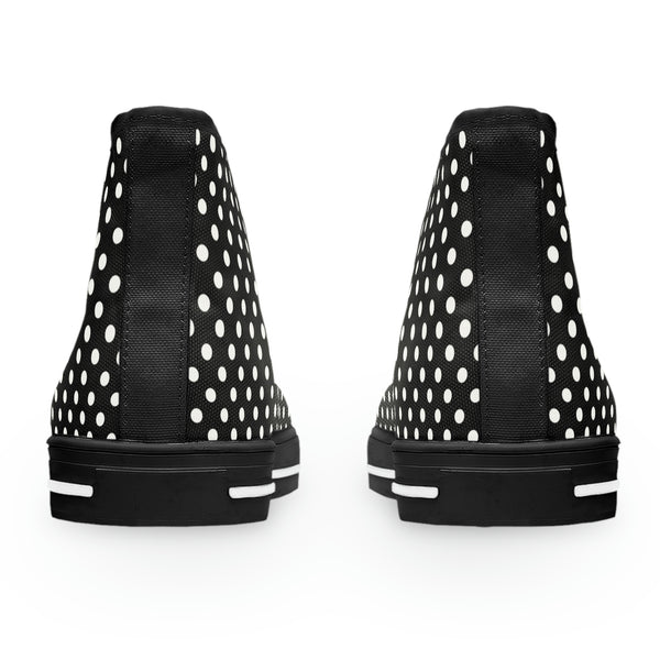 PRETTY POLKA BLACK & WHITE - Women's High Top Sneakers Black Sole