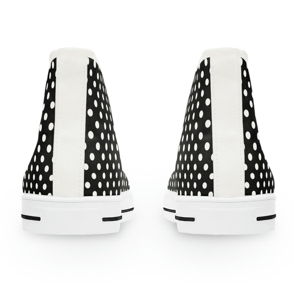 PRETTY POLKA BLACK & WHITE - Women's High Top Sneakers White Sole