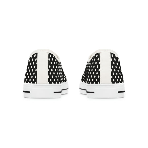 PRETTY POLKA BLACK & WHITE - Women's Low Top Sneakers White Sole