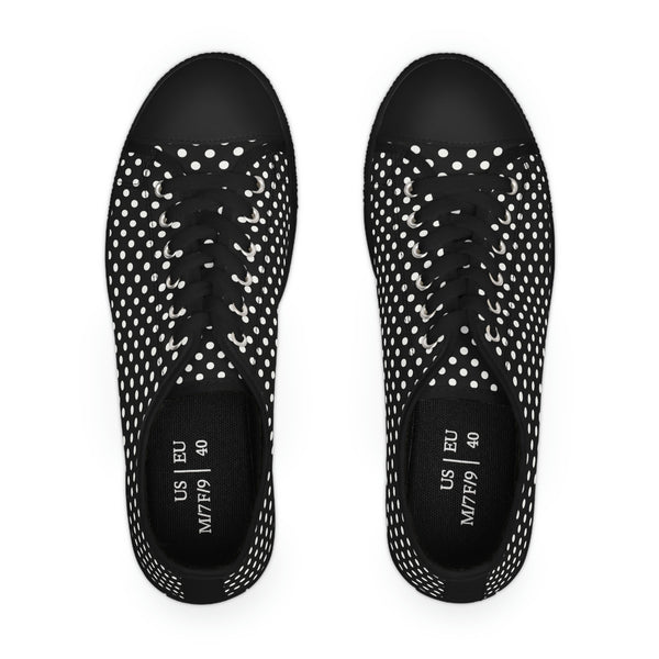 PRETTY POLKA BLACK & WHITE - Women's Low Top Sneakers Black Sole