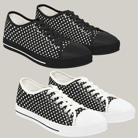 PRETTY POLKA BLACK & WHITE - Women's Low Top Sneakers Black and White Sole