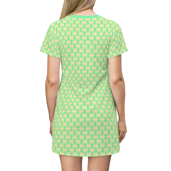 PUZZLE GREEN - T-Shirt Dress