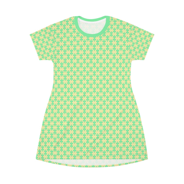 PUZZLE GREEN - T-Shirt Dress