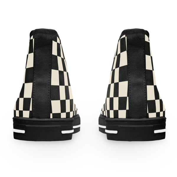 RACER CHECK - Women's High Top Sneakers Black Sole