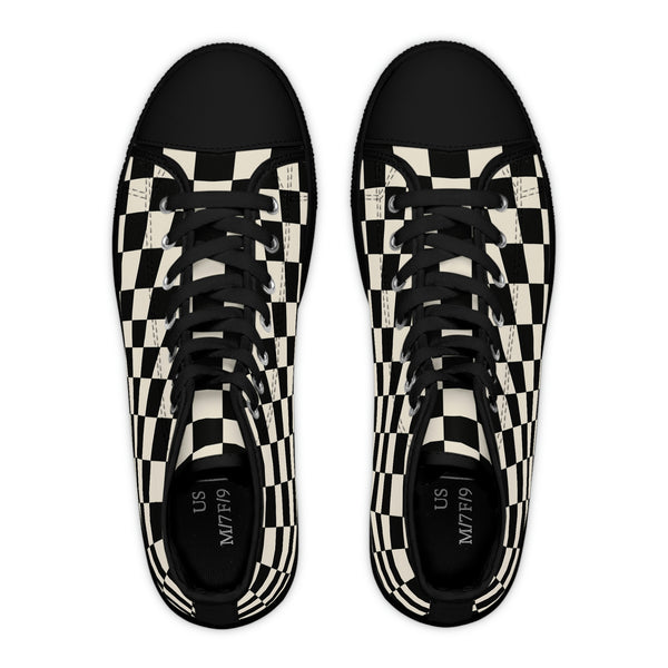 RACER CHECK - Women's High Top Sneakers Black Sole