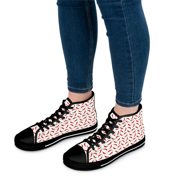 RED HOT CHILI - Women's High Top Sneakers Black Sole