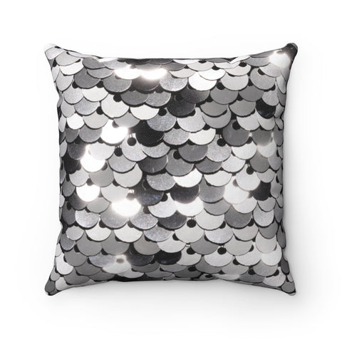 SHINY SILVER SEQUIN PRINT - Square Pillow