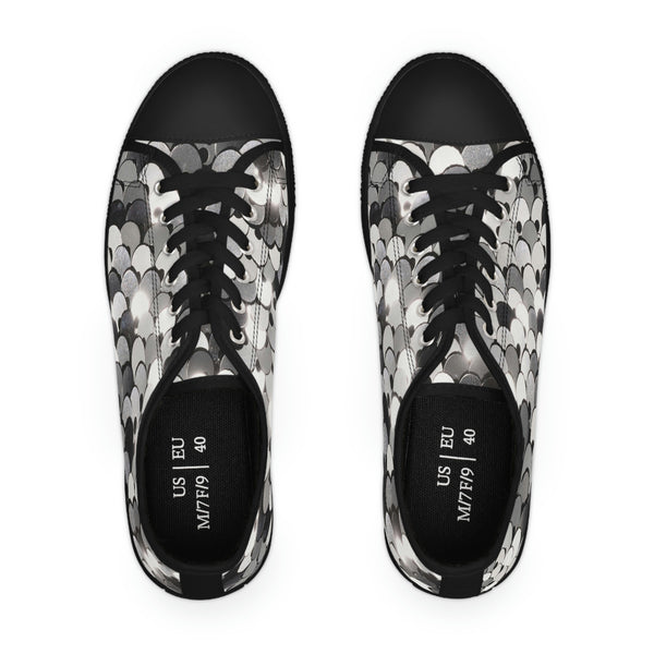 SHINY SILVER SEQUIN PRINT - Women's Low Top Sneakers Black Sole
