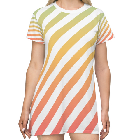 STRIPED - RAINBOW - T-Shirt Dress FRONT
