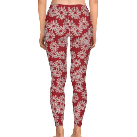 SWEET DAISY RED - Stretchy Leggings
