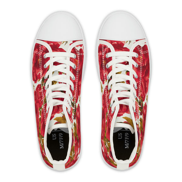 VINTAGE ROSES - Women's High Top Sneakers White Sole