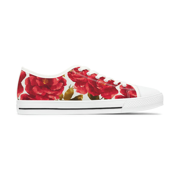 VINTAGE ROSES - Women's Low Top Sneakers White Sole