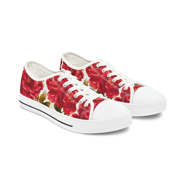 VINTAGE ROSES - Women's Low Top Sneakers White Sole