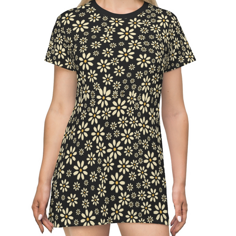 YELLOW DAISIES - T-Shirt Dress FRONT