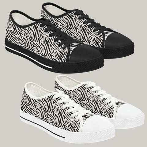 ZEBRA BB BLACK & WHITE - Women's Low Top Sneakers Black and White Sole