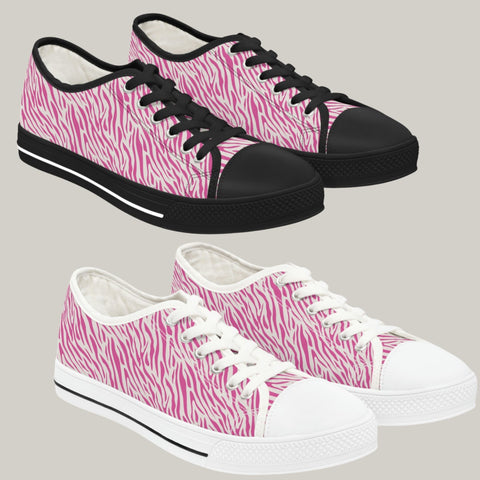 ZEBRA PINK - Women's Low Top Sneakers Black and White Sole