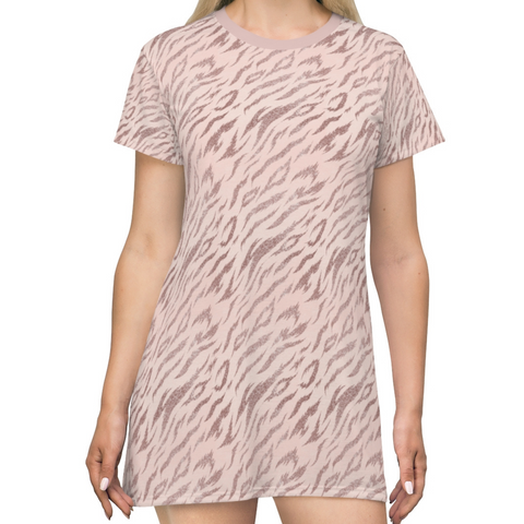 ZEBRA SHIMMERY OLD ROSE - T-Shirt Dress FRONT