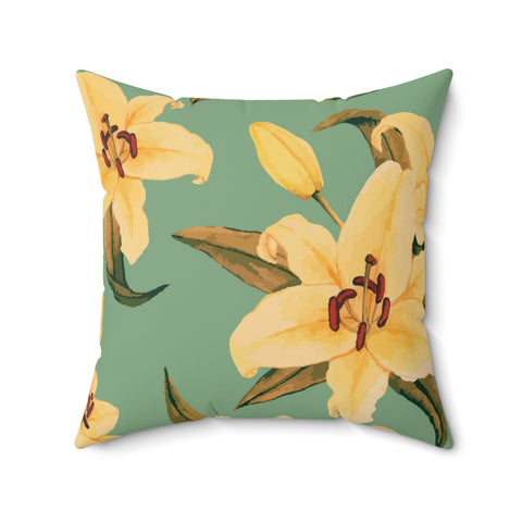 WHITE LILY & BLUE - Square Pillow