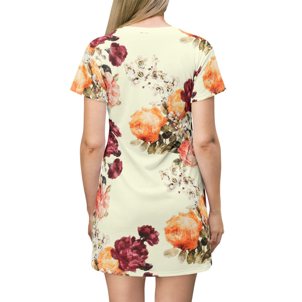 FLORAL GARDENIA CREAM - T-Shirt Dress