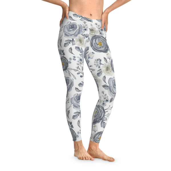 FLORAL GRAY PEONIES - Stretchy Leggings