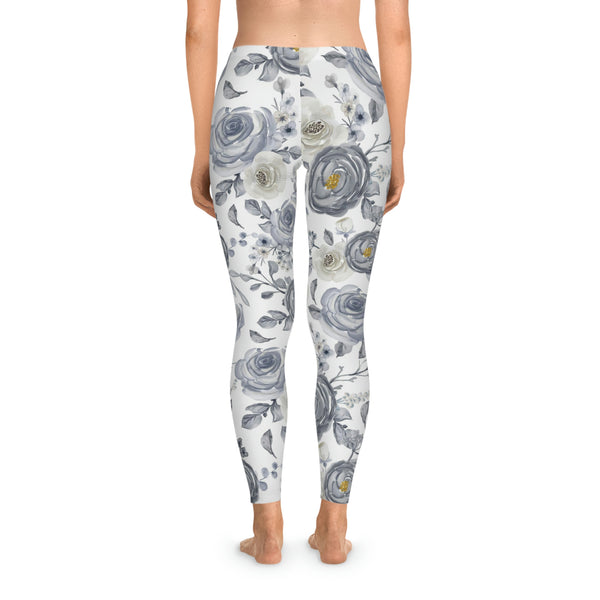 FLORAL GRAY PEONIES - Stretchy Leggings