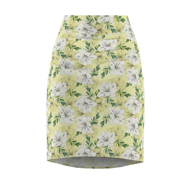FLORAL LILIES YELLOW - Pencil Skirt