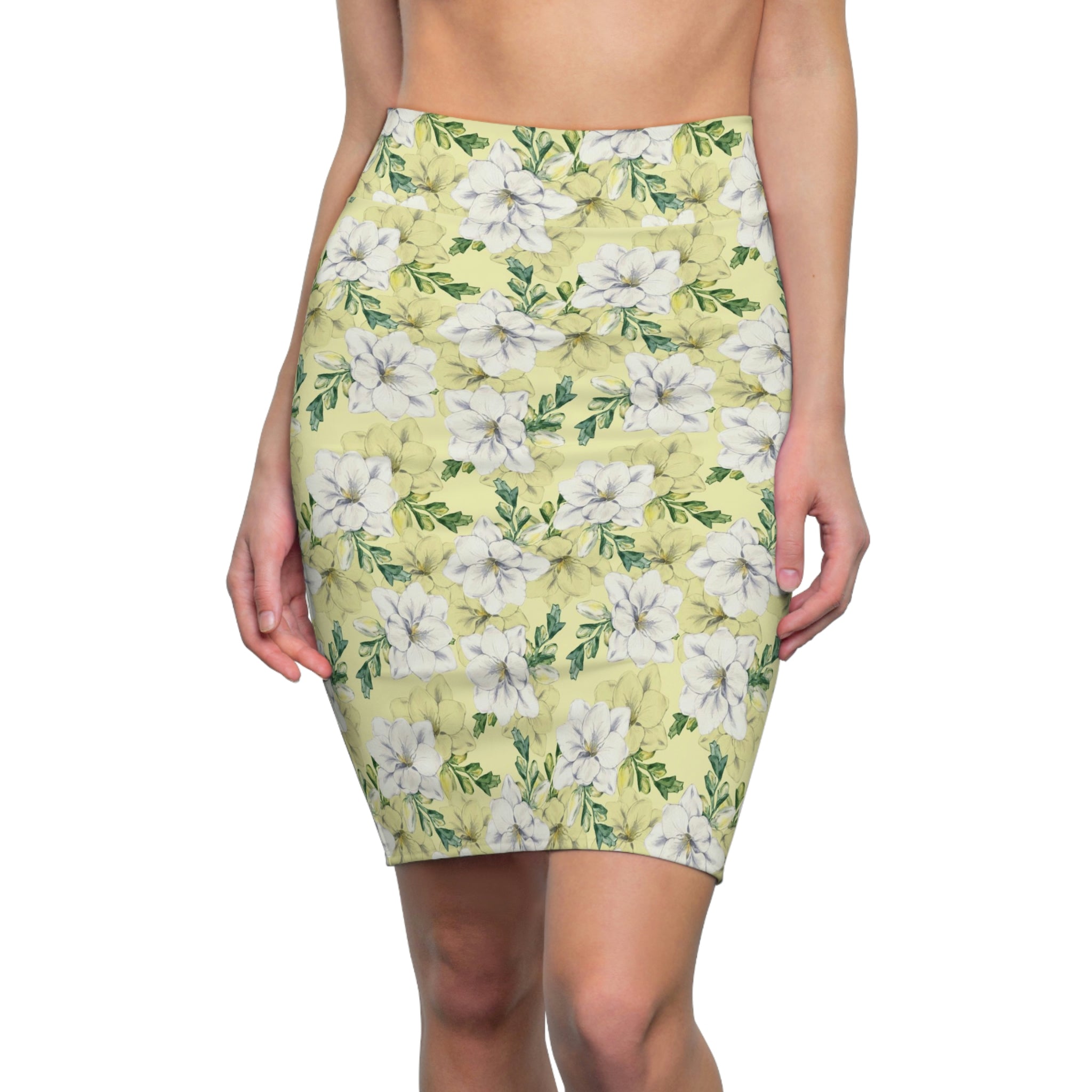 FLORAL LILIES YELLOW - Pencil Skirt