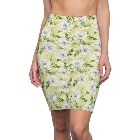 FLORAL LILIES YELLOW - Pencil Skirt