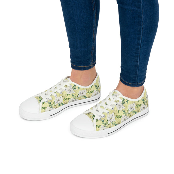 FLORAL LILIES YELLOW - Women's Low Top Sneakers