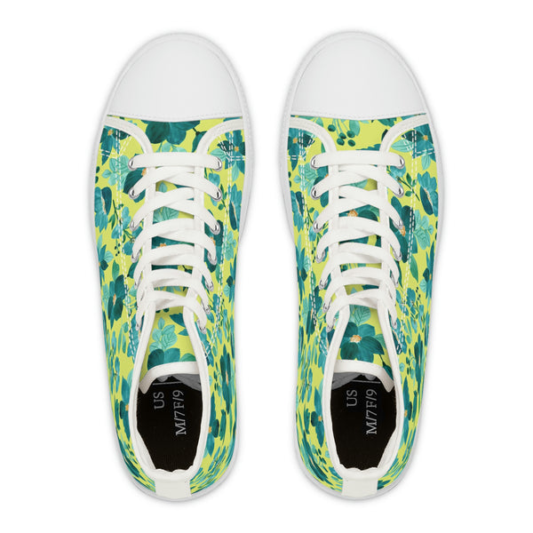 FLORAL LIME TEAL - Women's High Top Sneakers