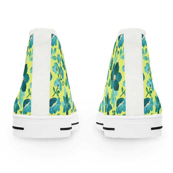 FLORAL LIME TEAL - Women's High Top Sneakers