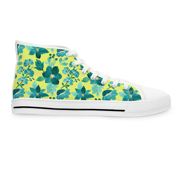 FLORAL LIME TEAL - Women's High Top Sneakers