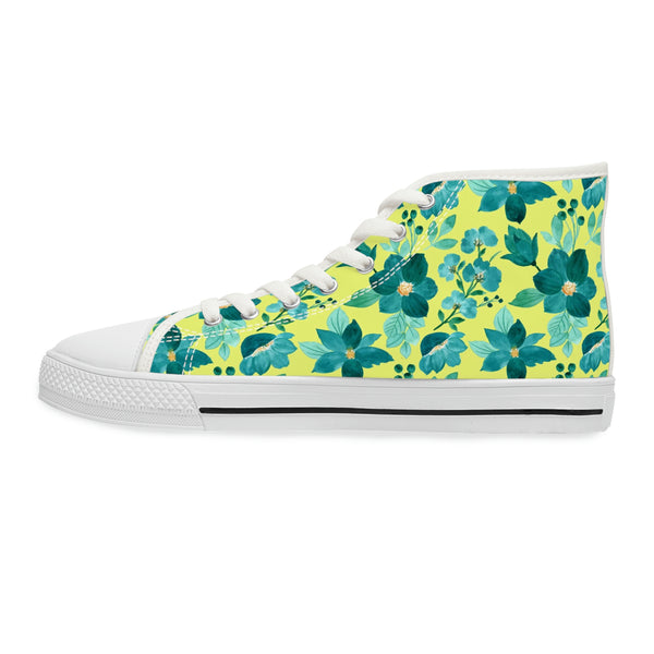 FLORAL LIME TEAL - Women's High Top Sneakers