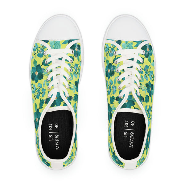 FLORAL LIME TEAL - Women's Low Top Sneakers