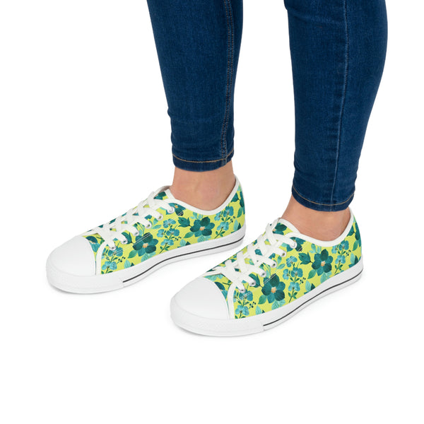 FLORAL LIME TEAL - Women's Low Top Sneakers