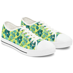 FLORAL LIME TEAL - Women's Low Top Sneakers