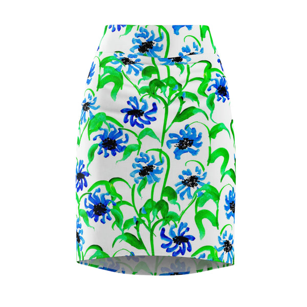 FLORAL NAIF BLUE - Pencil Skirt