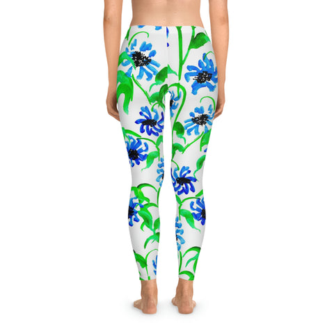 FLORAL NAIF BLUE - Stretchy Leggings