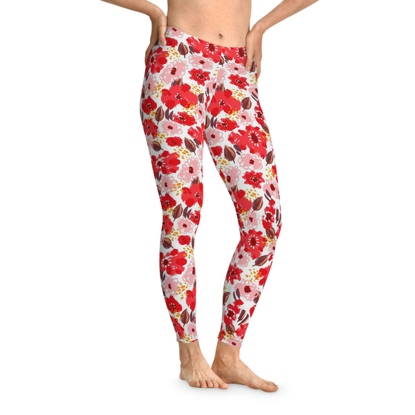 FLORAL RED FIELD - Stretchy Leggings