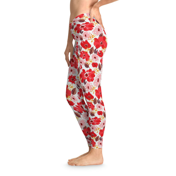 FLORAL RED FIELD - Stretchy Leggings