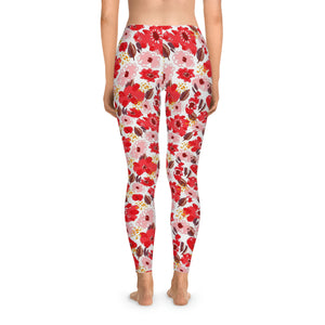 FLORAL RED FIELD - Stretchy Leggings