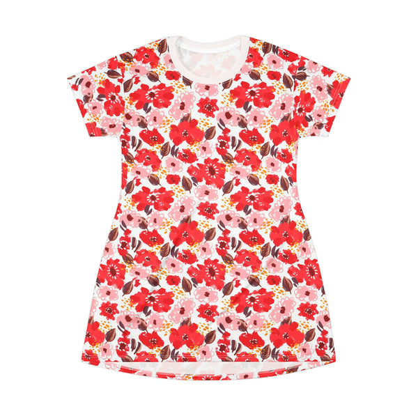 FLORAL RED FIELD - T-Shirt Dress