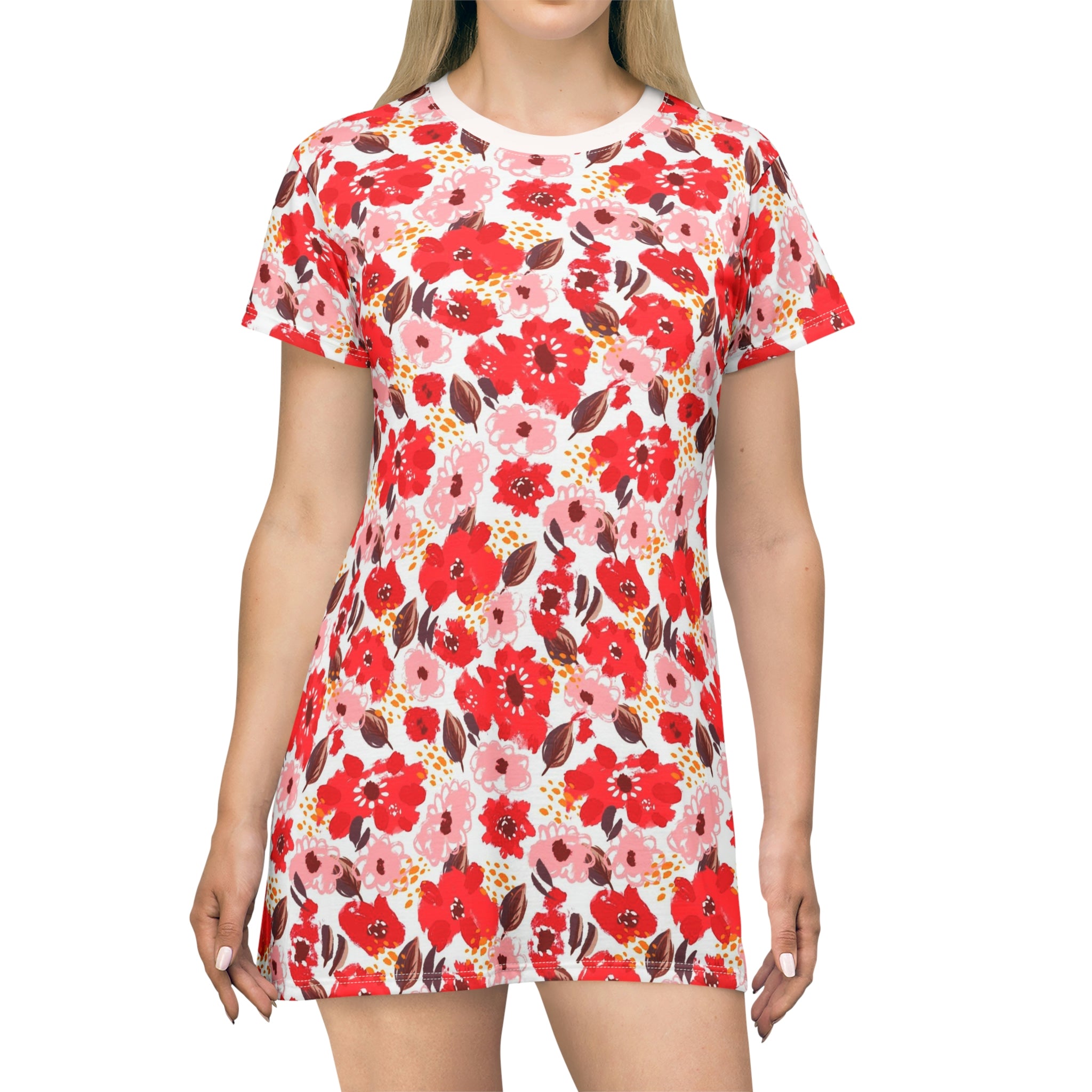 FLORAL RED FIELD - T-Shirt Dress