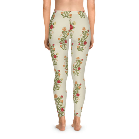 FLORAL ROSE BUSHES - Stretchy Leggings